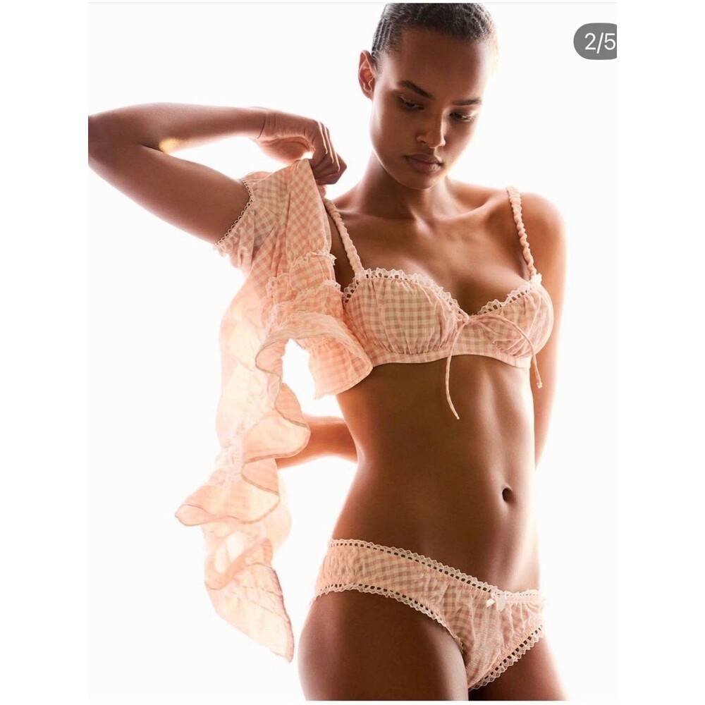 For Love & Lemons Pink Petal Gingham Panty | S |  NWT - Picture 3 of 10